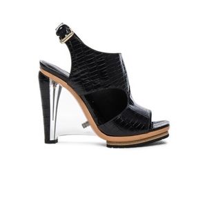 Rodarte designer heels shoes size 6 36.5 made in Italy leather clear wedge NWOT